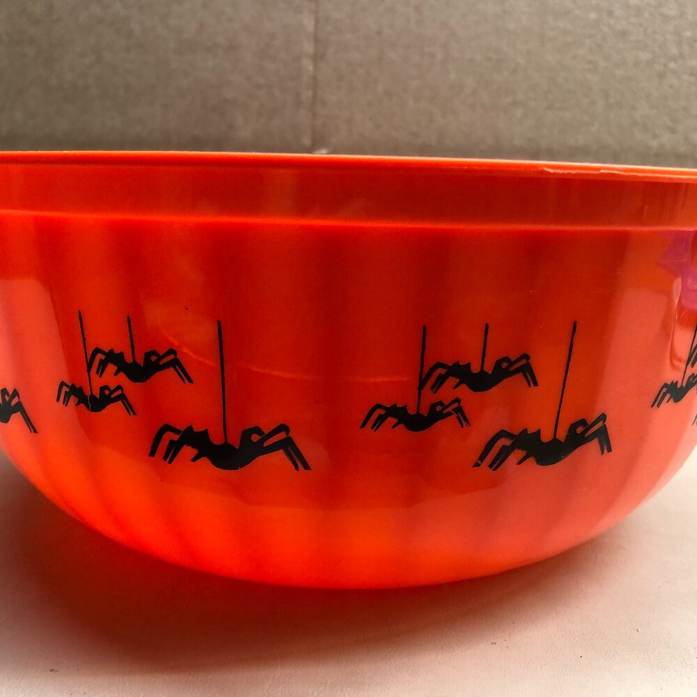 Pumpkin Hollow Plastic Orange Spider Candy Bowl #F80